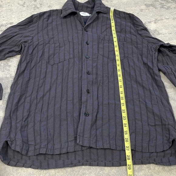 New Rhude Striped Cotton Shirt Button Front Gray Slate Embroidered Logo Mens M - Picture 9 of 16